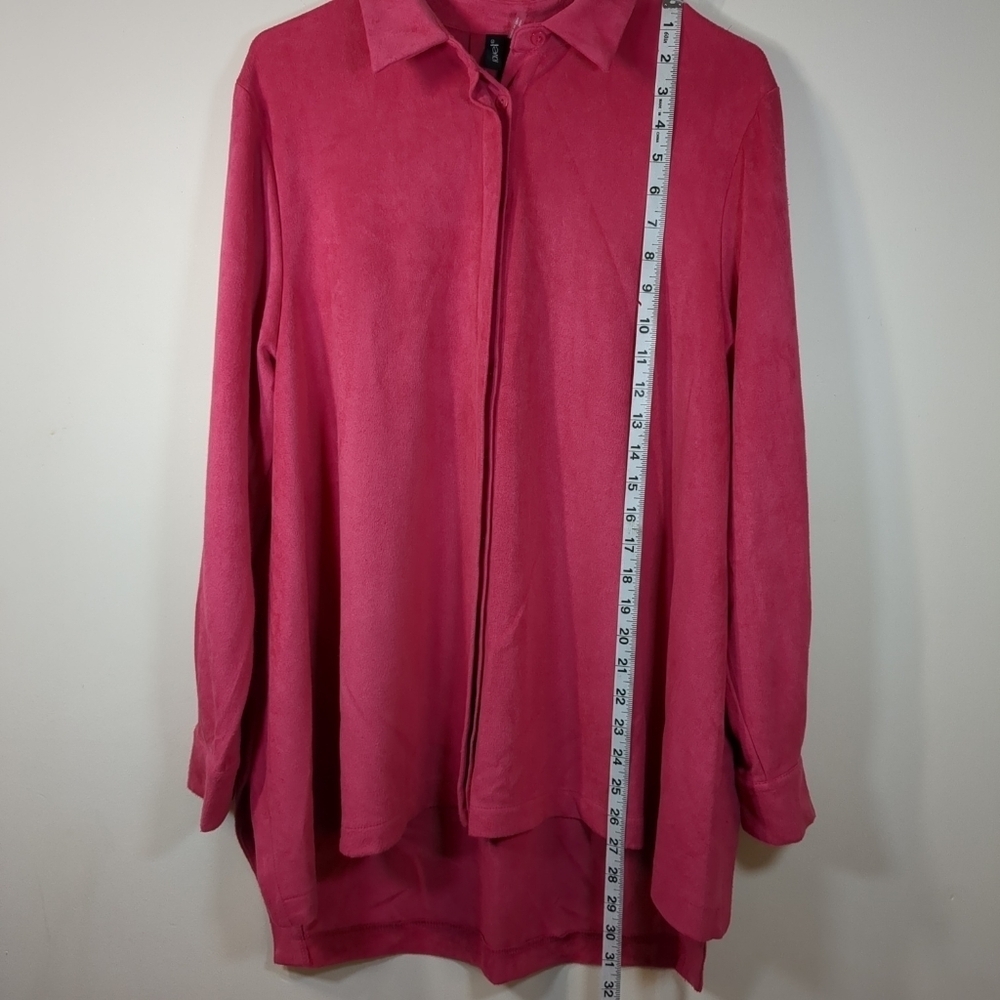 Ravel women's Hi/Lo back long sleeve button down pink shirt, size M - Picture 2 of 8